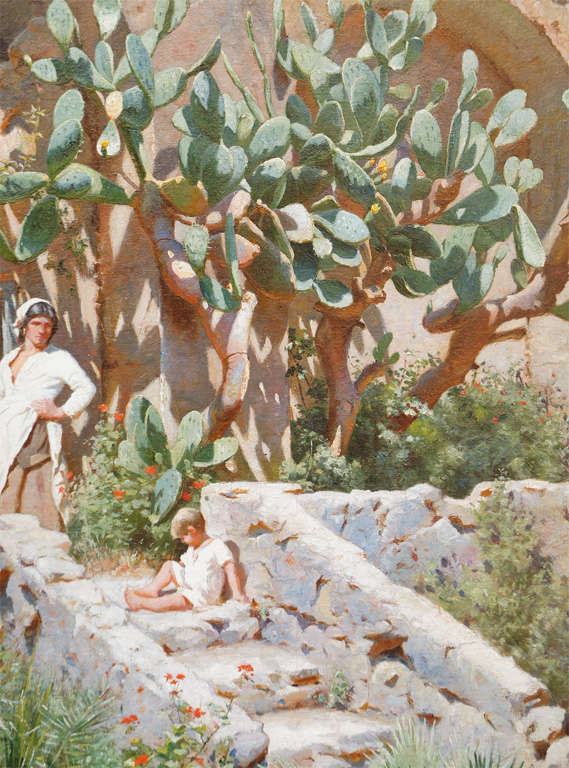 Danish Scene in Capri by N.F. Schiottz-Jensen For Sale