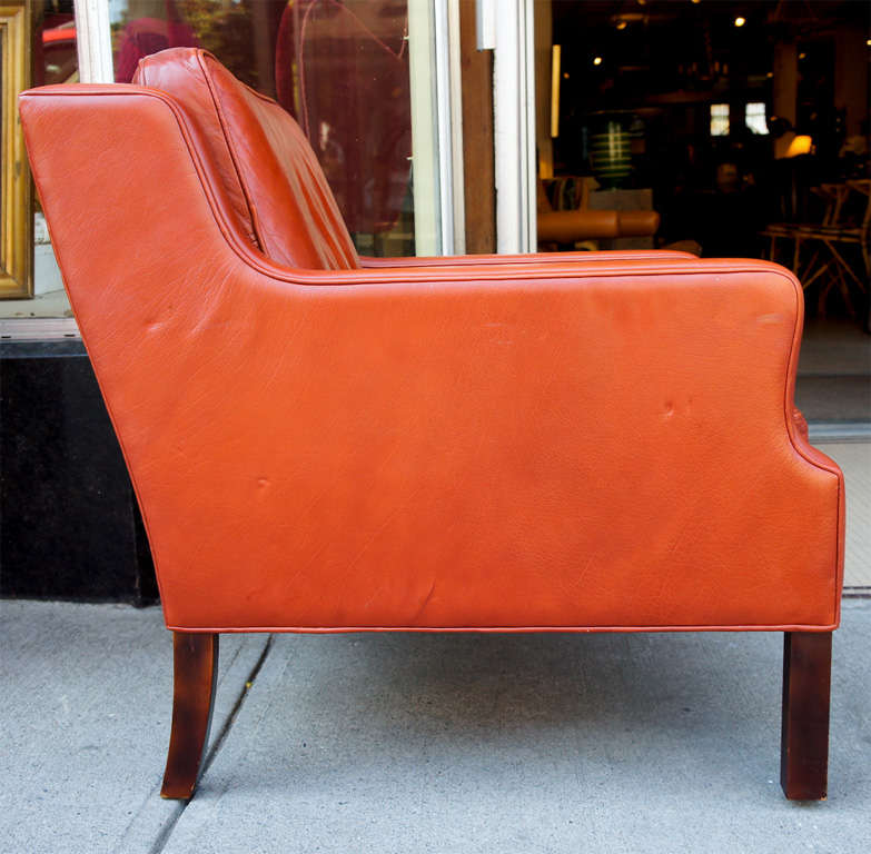Red leather armchair, Danish modern, in the Borge Mogensen style