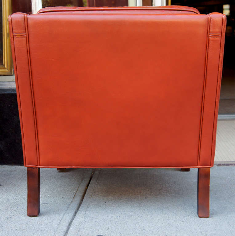 Danish Red Leather Armchair
