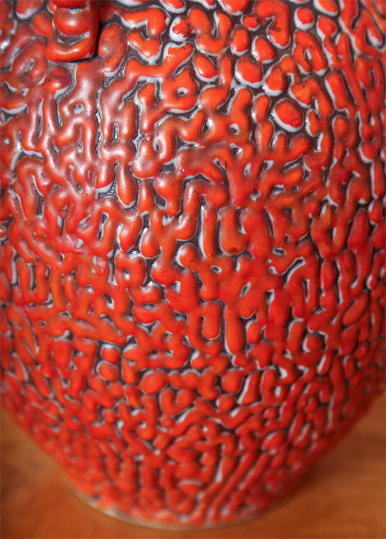 Textured Orange Glaze Pottery, Italian ca. 1960 1