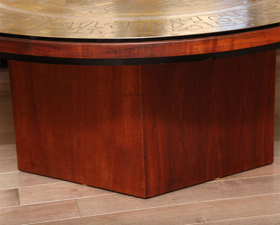 Brass And Mahogany Coffee Table By The John Stewart Company at 1stDibs