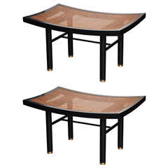 Pair of  Cane Benches by Michael Taylor for Baker, c. 1970