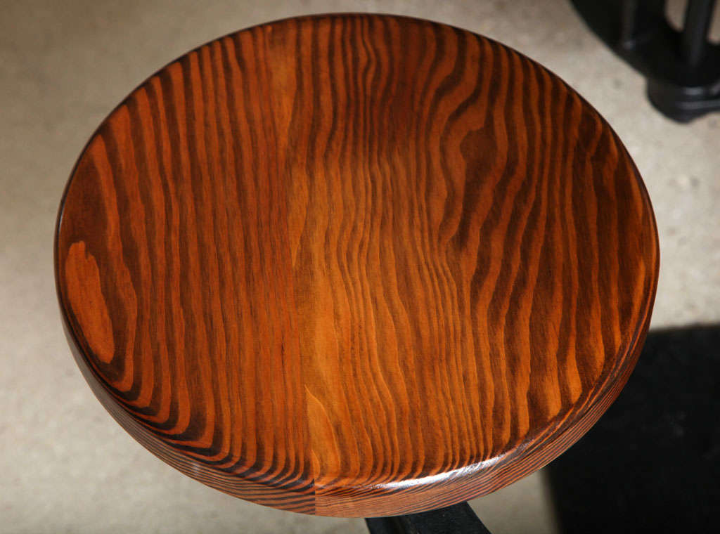 Dining Table Set - Vintage Industrial Cast Iron, Wood, Steel Swing Out Seat In Excellent Condition For Sale In Oakville, CT