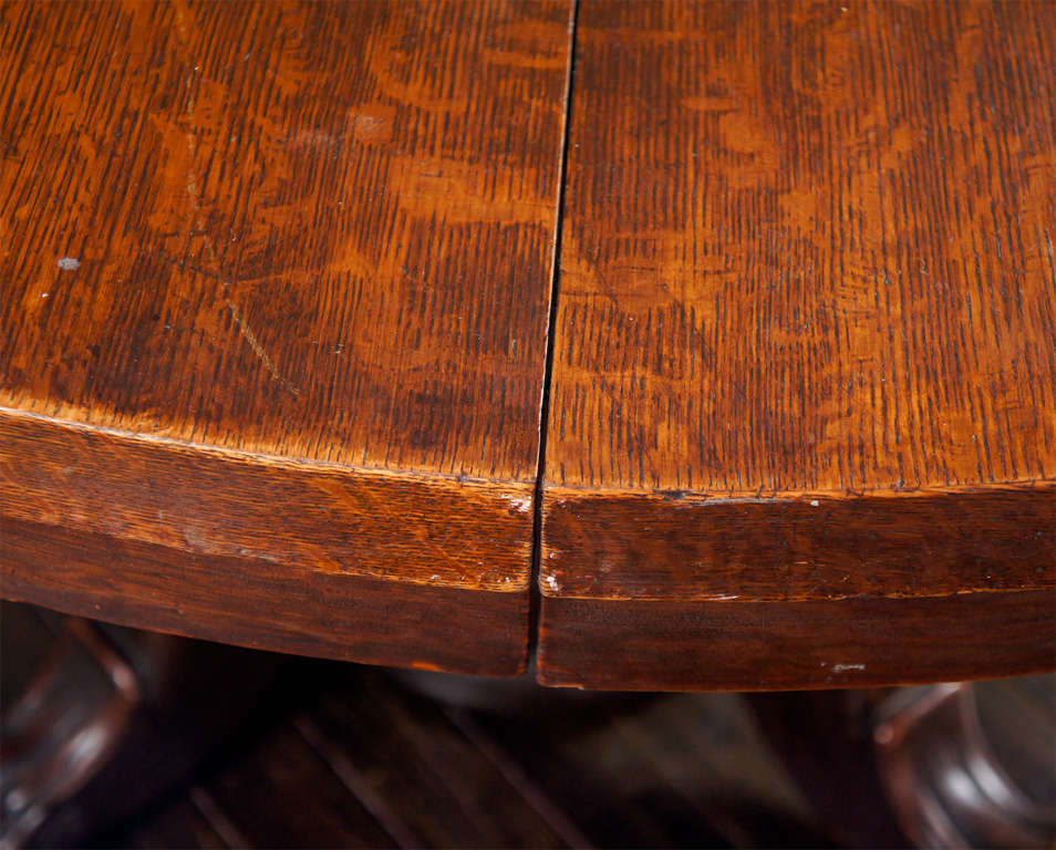 Carved American Oak Pedestal Table  For Sale