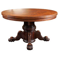 Antique American Oak Pedestal Table 