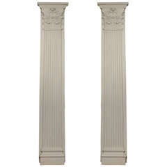 Pair of Neoclassical Style English 19th Century Painted Corinthian Pilasters