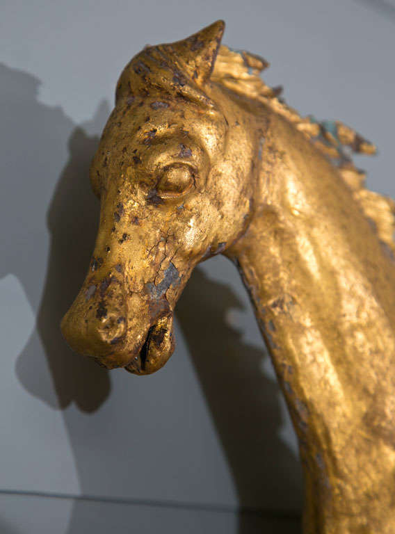 Copper A Very Fine 19th C. Gilt Running Horse Weathervane For Sale