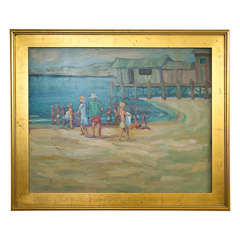 Nicolai Cikovsky (1894-1984) 'Swimming Lessons' Southampton
