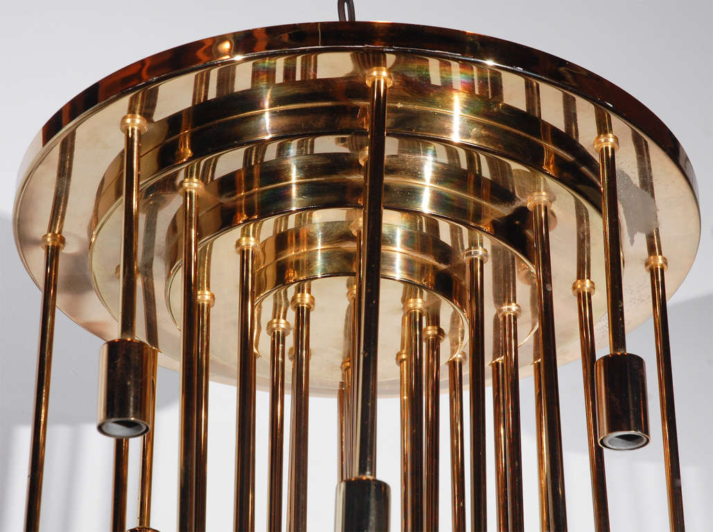 Brass 30 Light Ceiling Fixture in the Manner of Lightolier