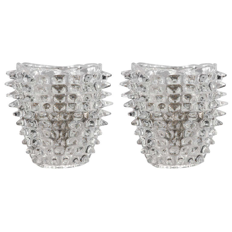 Pair of Small Barovier & Toso Sconces For Sale