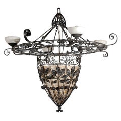 French Iron and Alabaster Fixture