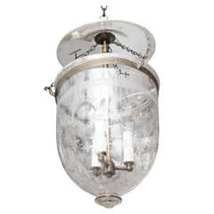 Antique Glass Belljar With Cross Hatch Etchings