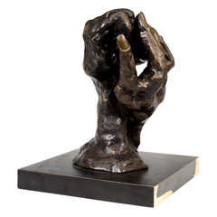 Bronze "Clasping Hands" Sculpture by Reuven Gafni
