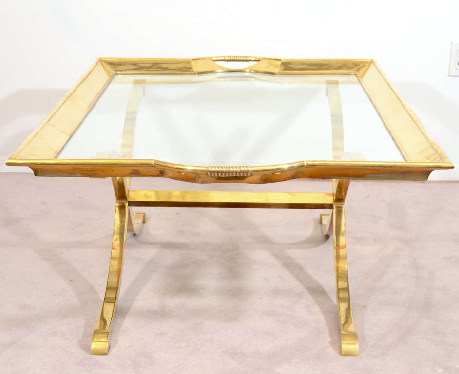 Mid Century Brass and Glass Coffee Table by La Barge 4