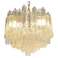 Mid Century Italian Tube Glass Chandelier by Venini