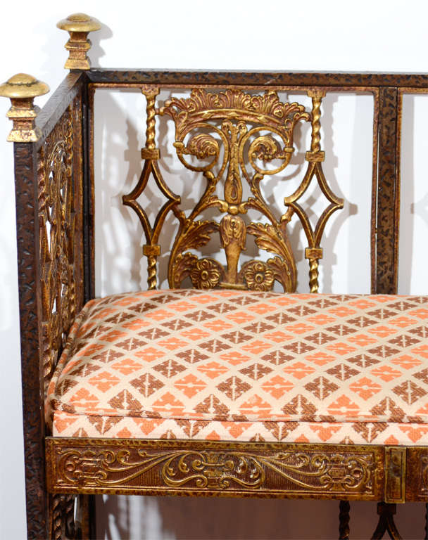 Antique Iron and Bronze Bench by Oscar Bach In Good Condition In Astoria, NY
