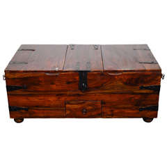 Vintage Reclaimed Wood Chest or Trunk with Metal Hardware