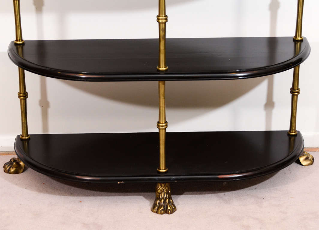 Mid Century Brass and Ebonized Wood Etagere at 1stDibs