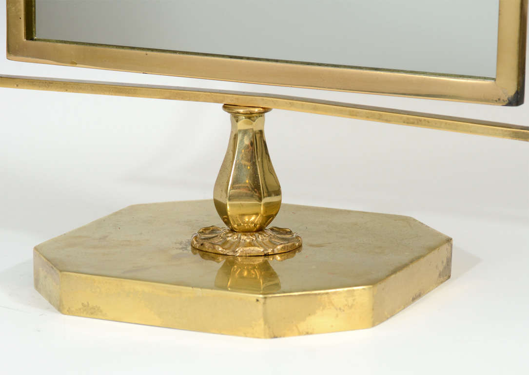 Large Mid Century Articulated Brass Vanity Mirror at 1stdibs
