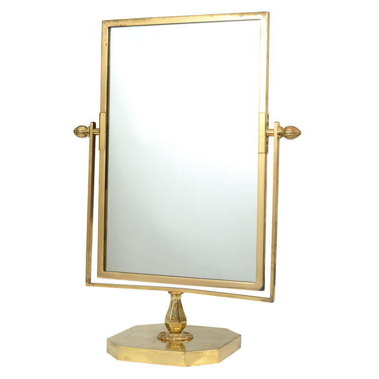 Large Mid Century Articulated Brass Vanity Mirror at 1stdibs