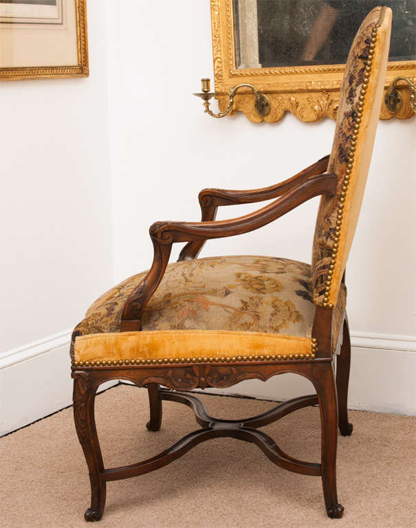 Fruitwood Louis XIV Style Fauteil With Tapestry