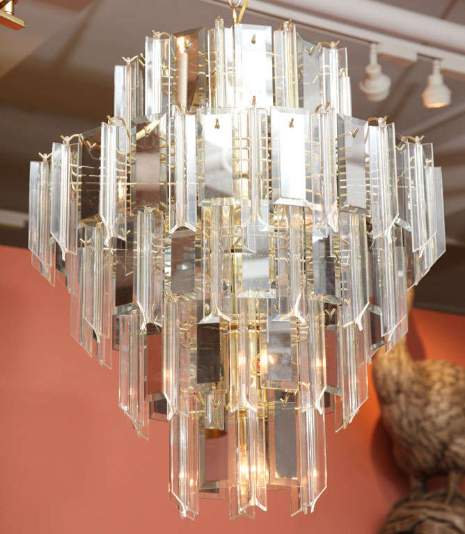 American Grand Lucite Prism and Smoked Glass Chandelier