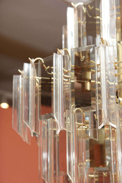 Grand Lucite Prism and Smoked Glass Chandelier In Excellent Condition In San Francisco, CA