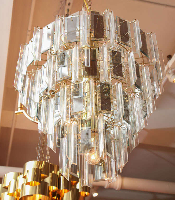 Grand Lucite Prism and Smoked Glass Chandelier 1