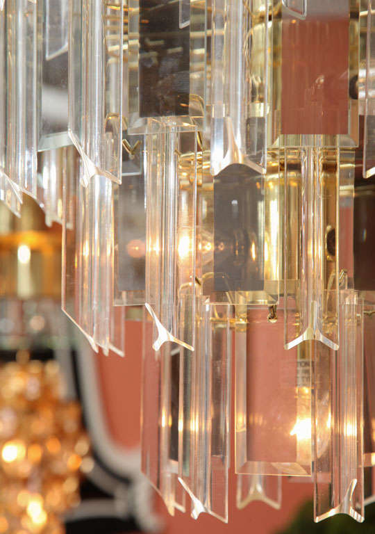 Grand Lucite Prism and Smoked Glass Chandelier 4