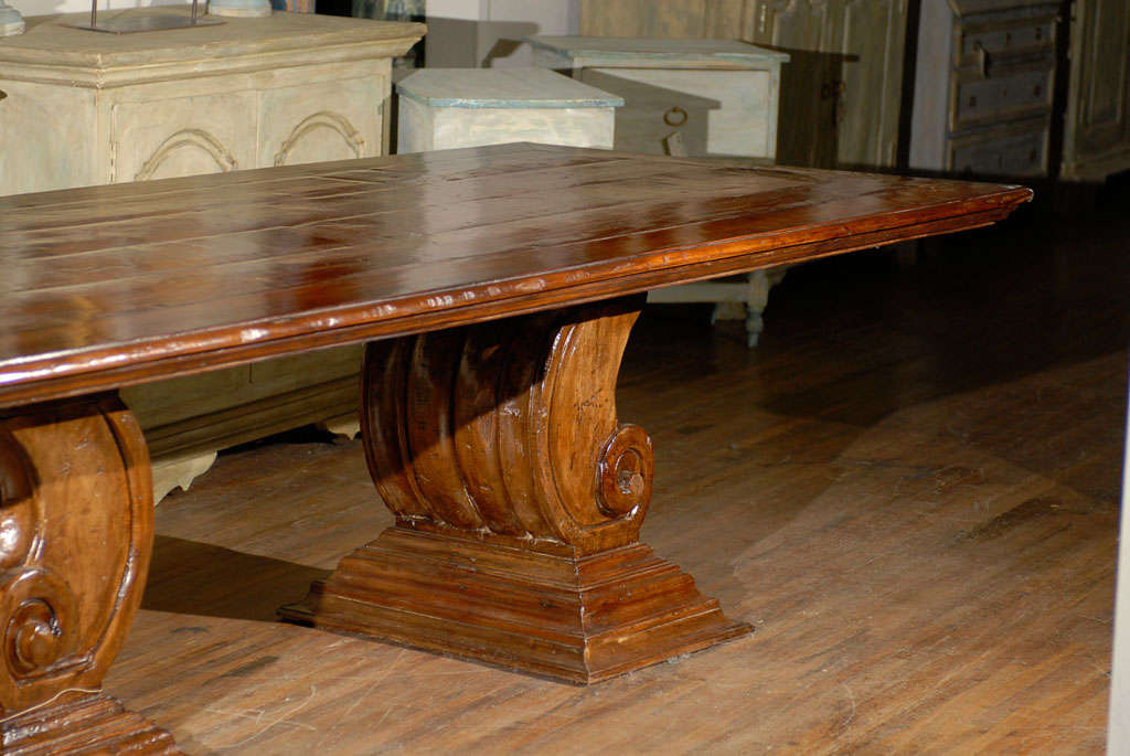 HandCarved Scroll Leg Base Dining or Conference Table Made of Peroba