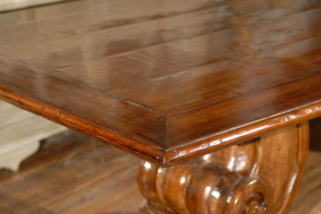 HandCarved Scroll Leg Base Dining or Conference Table Made of Peroba Wood For Sale at 1stdibs