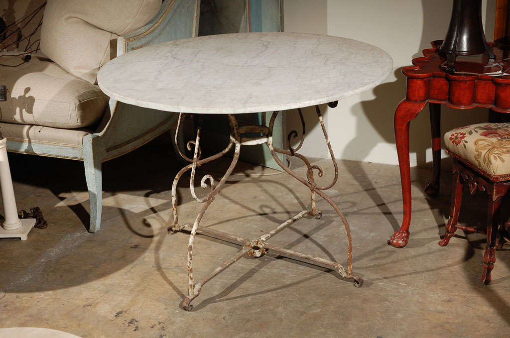 French Late 19th Century Painted Forged Iron Base Only, Top not Available  


