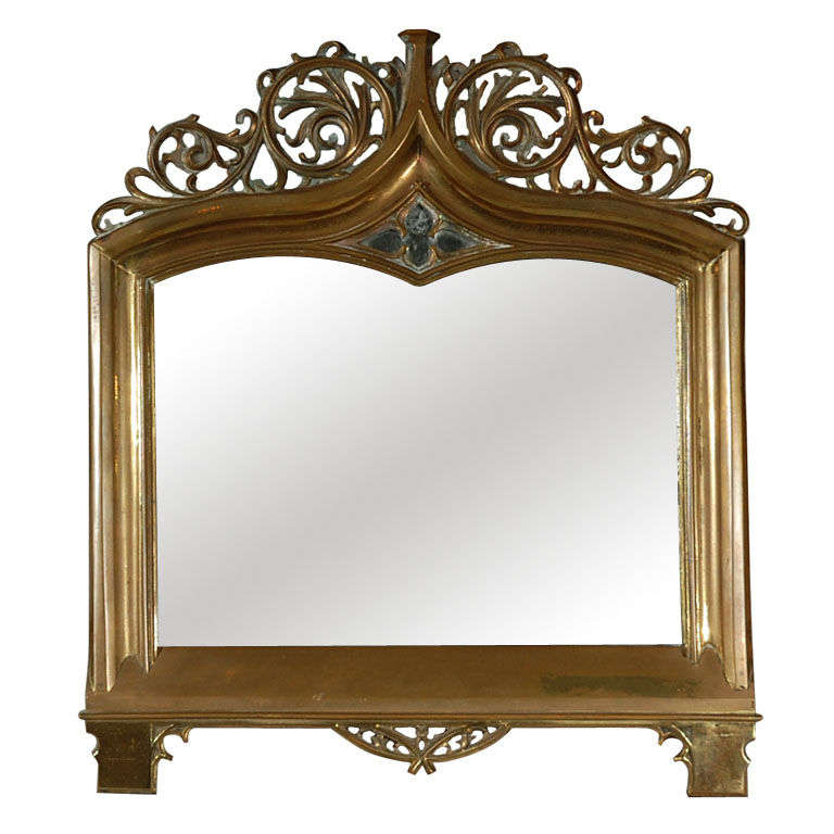 Art Nouveau Brass Vanity Mirror, circa 1900