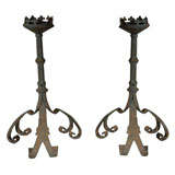 Pair of 18th C. French Iron Canclesticks