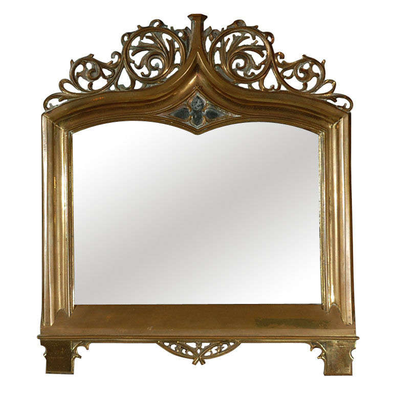 Art Nouveau Brass Vanity Mirror, circa 1900 For Sale at 1stDibs