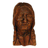 EARLY 20THC RARE & HAND CARVED INDIAN CHIEF  HEAD