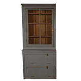 19THC RARE ORIGINAL GREY PAINTED STORE DISPLAY CABINET FROM PA.