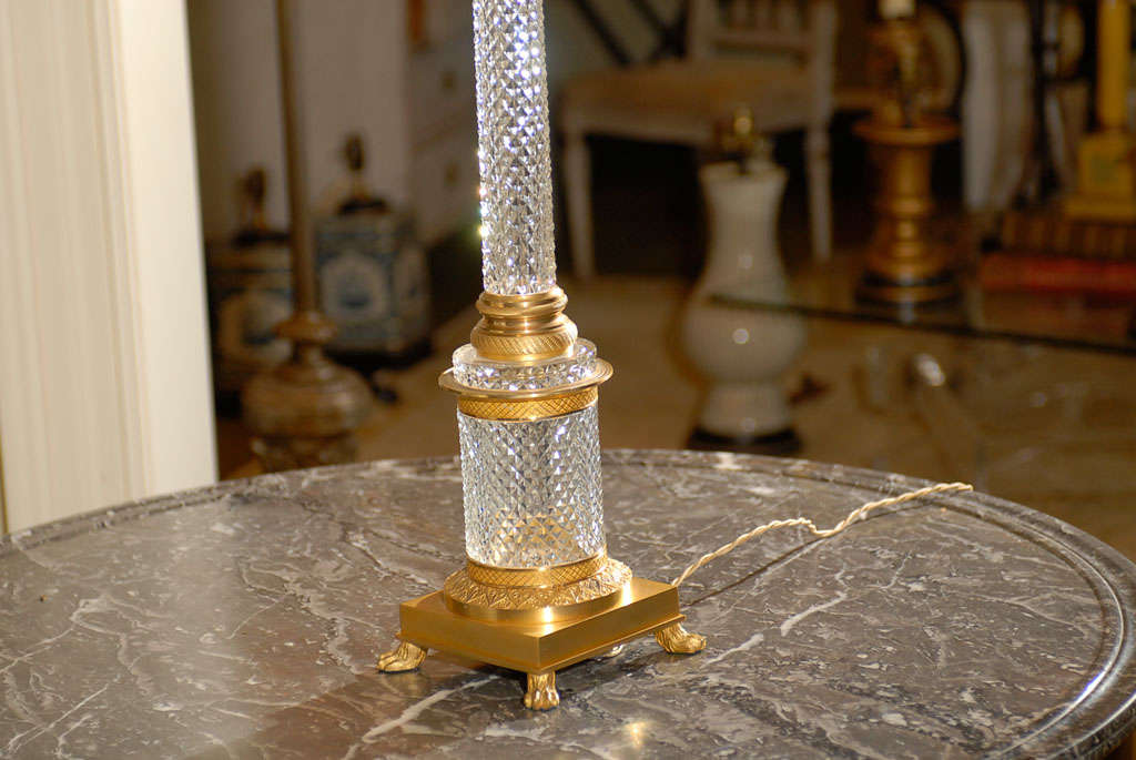 Single Cut Glass Bronze Dore Lamp