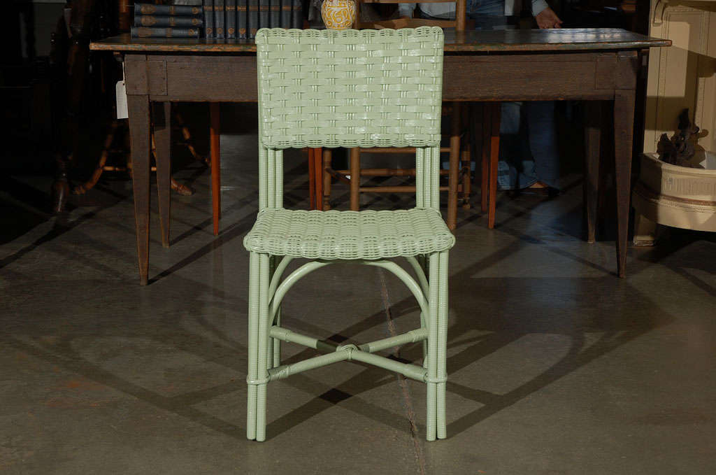 Mid-20th Century Wicker Table and Four Chairs