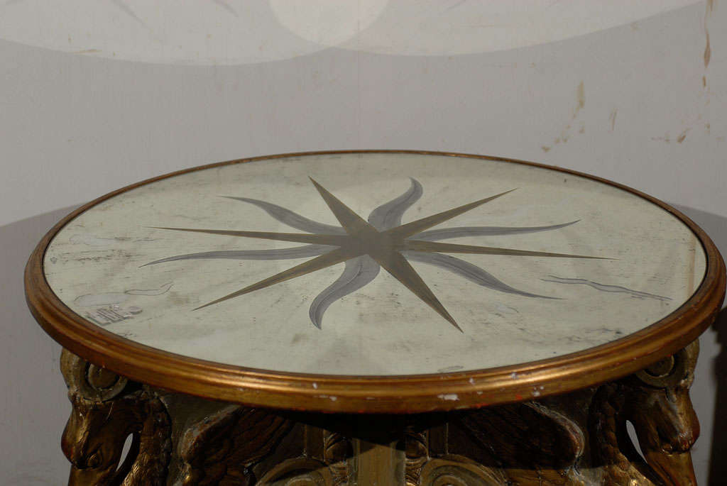 Italian Round Center Table with Mirrored Top 5