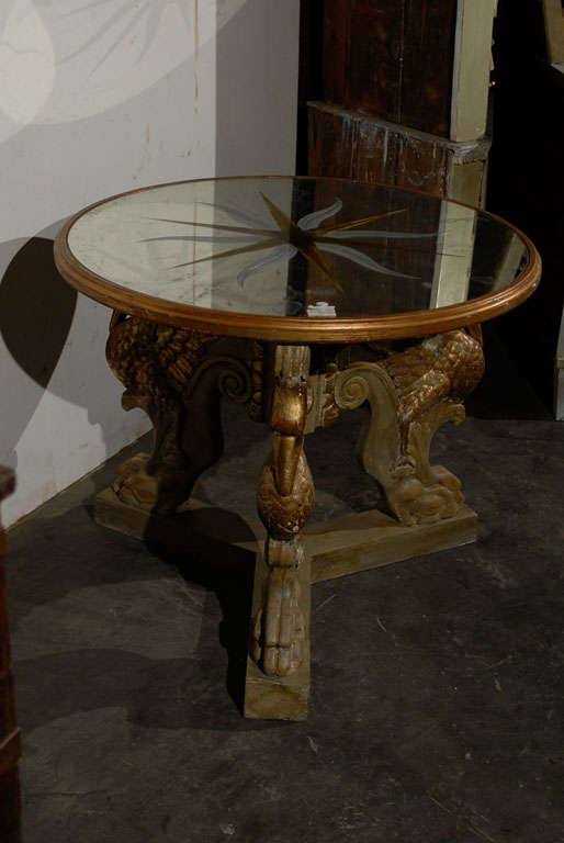 Italian Round Center Table with Mirrored Top 1