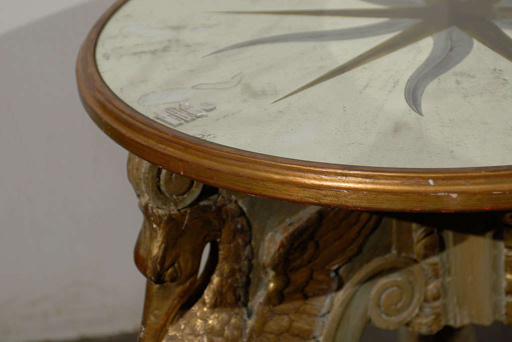 Italian Round Center Table with Mirrored Top 4