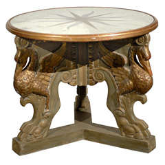 Italian Round Center Table with Mirrored Top