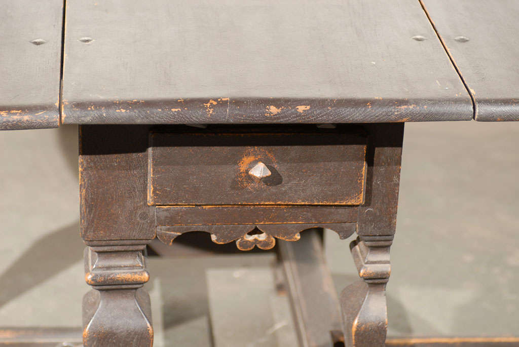 Oak 18th Century Swedish Period Baroque Gateleg Table