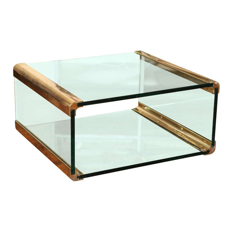 Bronze and Glass Coffee Table at 1stdibs