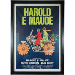 Vintage Large Italian Poster for HAROLD AND MAUDE - Custom Framed