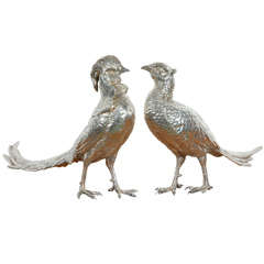 Pair of Silver Plated Pheasants