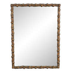 Vintage Mirror with Gilded Carved Feather Frame. Vintage Mirror with Gilded Carved Feather Frame.