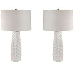 Pair of Ceramic Ripple Lamps