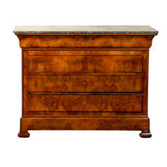 19th Century French Flame Walnut Chest of Drawers
